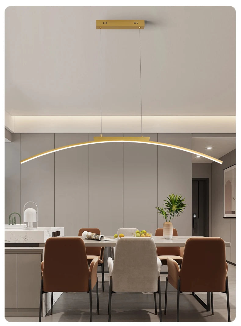 Contemporary Sleek LED Arc Adjustable Brightness Pendant Light with App Dimming – photo 14