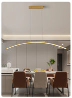 Contemporary Sleek LED Arc Adjustable Brightness Pendant Light with App Dimming – photo 14