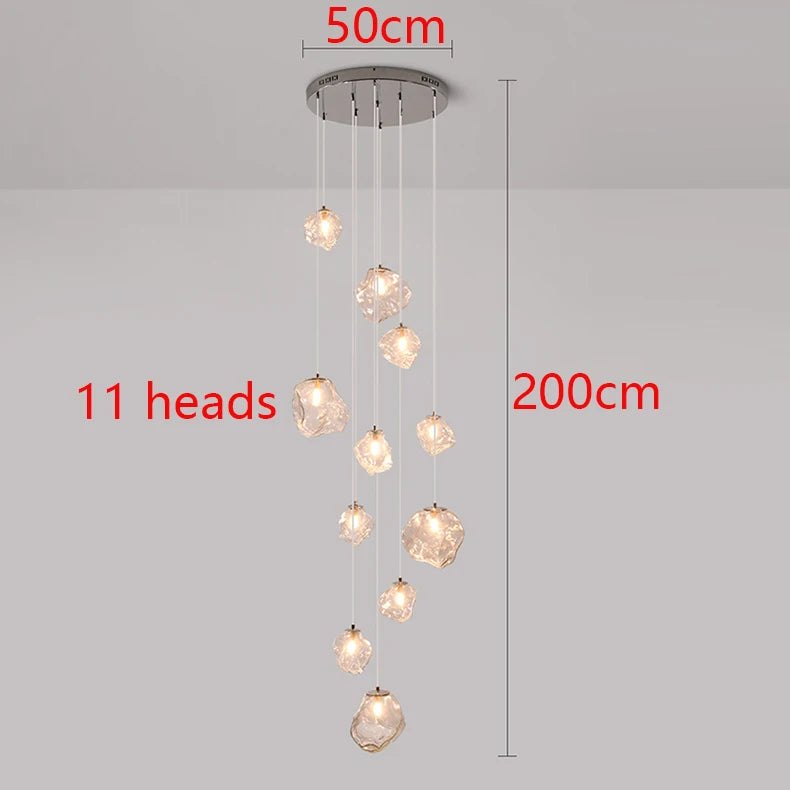 Modern LED Multi Head Staircase Chandelier Pendant Light with Remote Control – photo 11