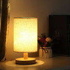 Dimmable USB Fabric Lampshade Wood Chinese Style LED Bedside Table Lamp Bedroom – photo 2
