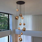 Modern LED Multi Head Staircase Chandelier Pendant Light with Remote Control