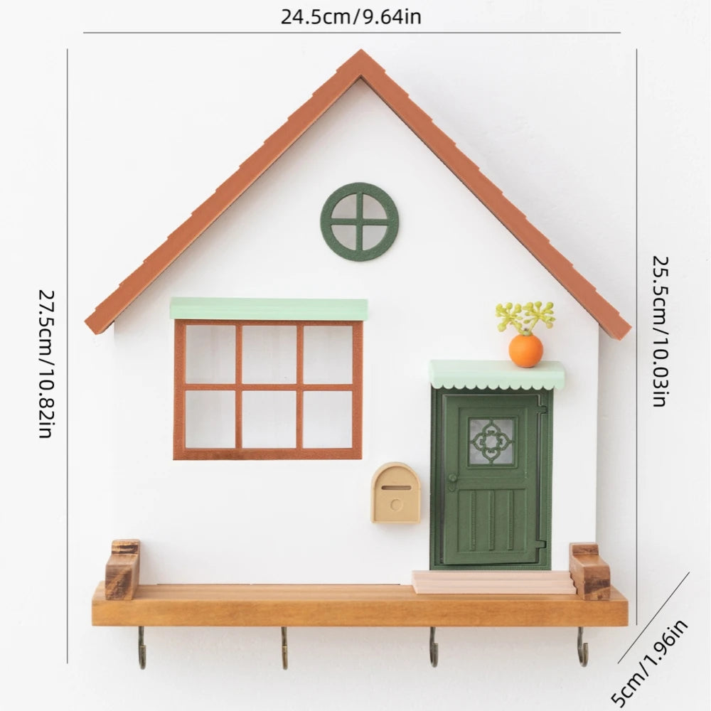 Decorative Wooden Wall Hooks and Storage Shelf