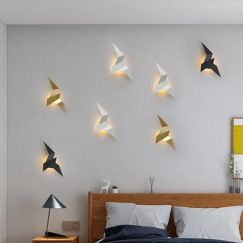 Nordic Iron Bird Shape LED Wall Lights Bedroom Stairs Bedside Fixtures – photo 2