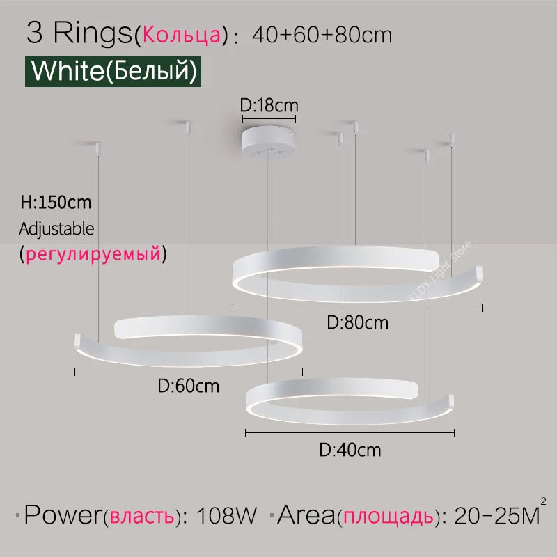 Dimmable Nordic Modern Round Ring LED Pendant Light Chandelier Living Room Bedroom – photo 19