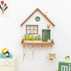 Decorative Wooden Wall Hooks and Storage Shelf