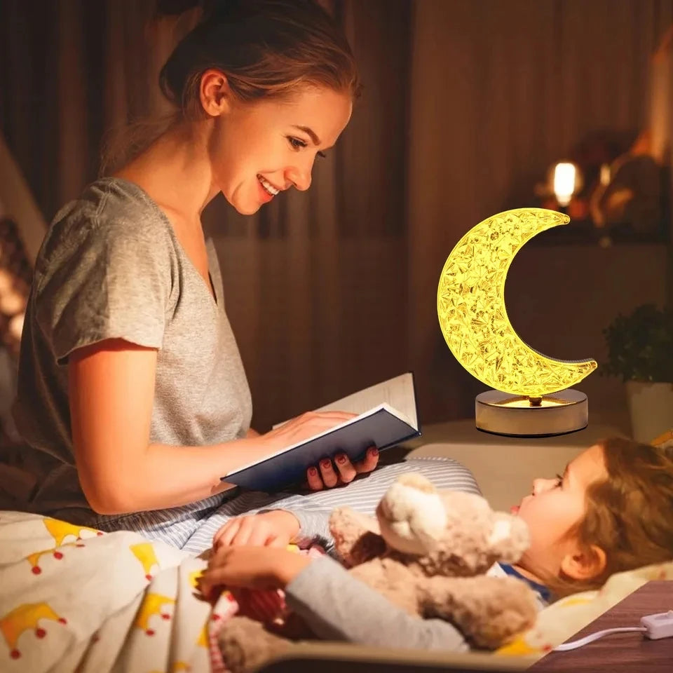 Crystal Moon Touch-Dimming USB Bedside Lamp