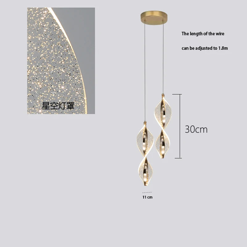 Nordic Acrylic Adjustable Color Temperature LED Pendant Light Bedroom Study – photo 9