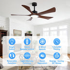 52-Inch Vintage Industrial 5-Blade LED Ceiling Fan Light with Remote Control – photo 17