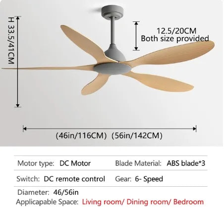 56-Inch Modern Energy Efficient DC Motor Ceiling Fan with Remote Control