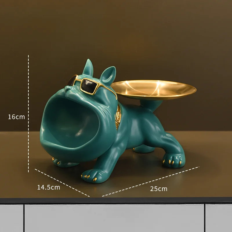 Resin Bulldog Statue with Storage Tray