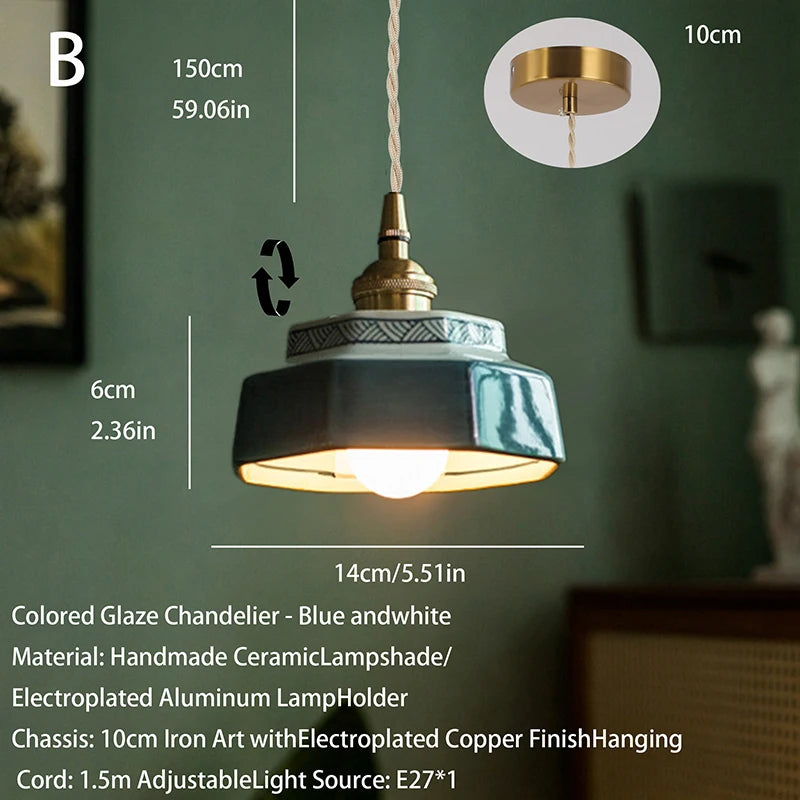 New Chinese Retro Ceramic Pendant Light Japanese Style Tea Room Guesthouse – photo 9