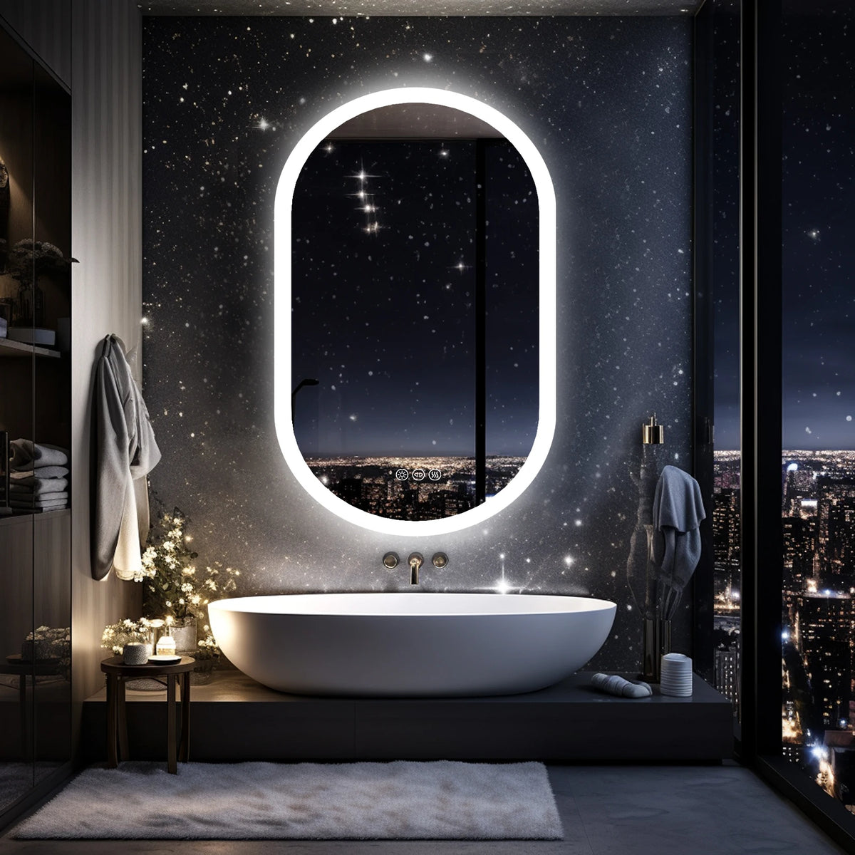 Dimmable Touch Switch Anti Fog Waterproof Oval LED Bathroom Mirror – photo 10