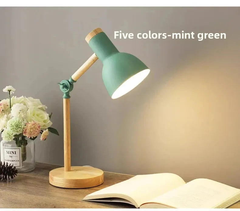 Adjustable Nordic Wooden LED Desk Lamp