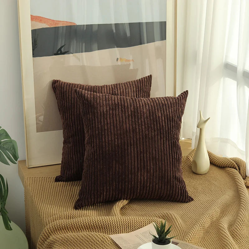 Corduroy Striped Throw Pillow Cover