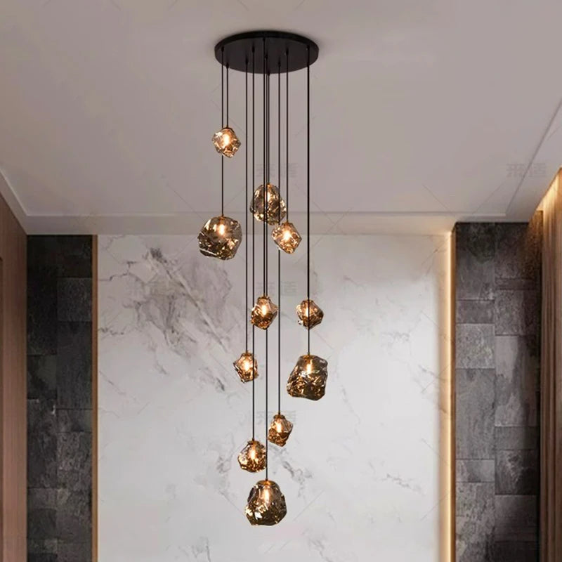 Modern LED Multi Head Staircase Chandelier Pendant Light with Remote Control – photo 2