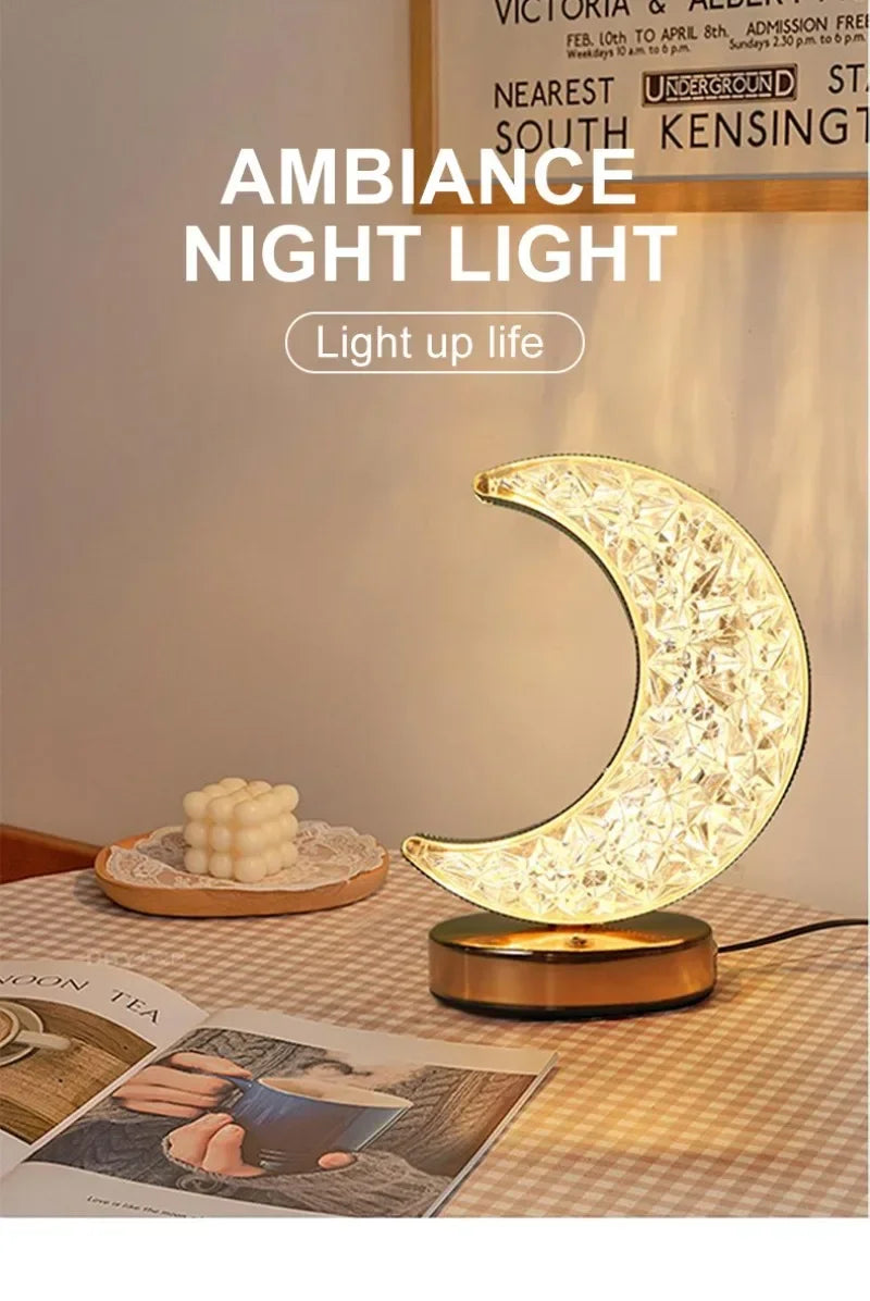 Crystal Moon Touch-Dimming USB Bedside Lamp