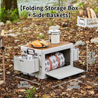 Japanese-Style Folding Storage Box with Wood Lid