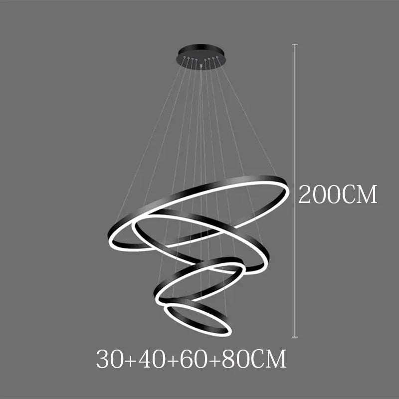 Nordic Dimmable Ring Chandelier Pendant Light with Remote