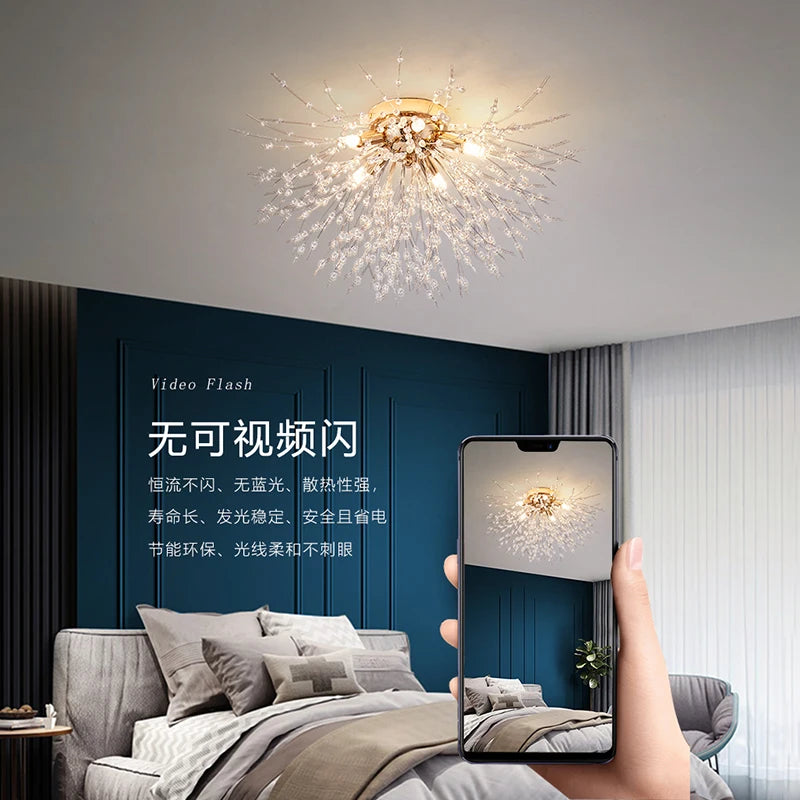 Crystal Nordic Dandelion Fireball Shape LED Ceiling Chandelier Light Living Room Bedroom – photo 6