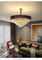 Luxury Black Gold Crystal Round LED Chandelier Pendant Light Tricolor – photo 29
