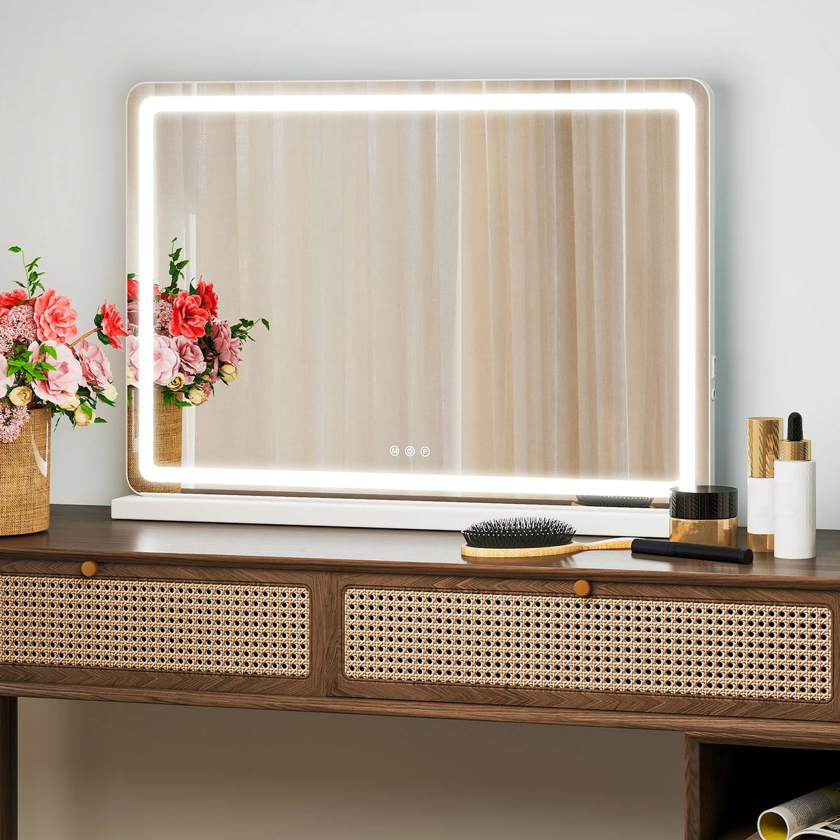 Dimmable 3 Color Modes USB Charging Aluminum Frame LED Vanity Mirror Bathroom Bedroom