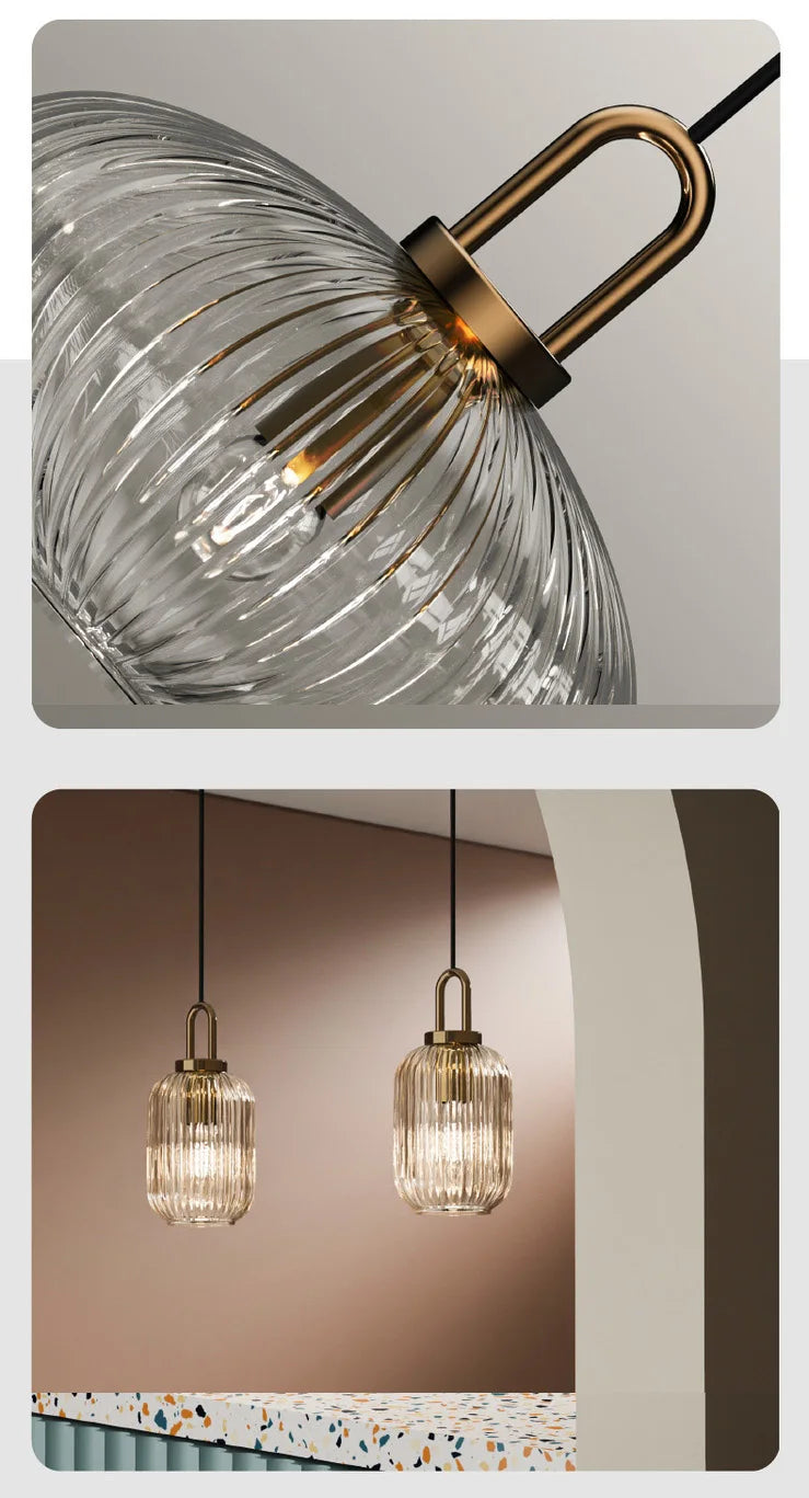Modern Striped Glass Single Pendant Light