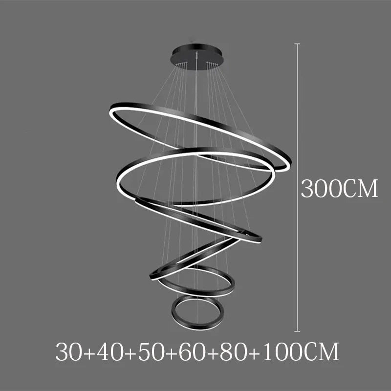 Nordic Dimmable Ring Chandelier Pendant Light with Remote