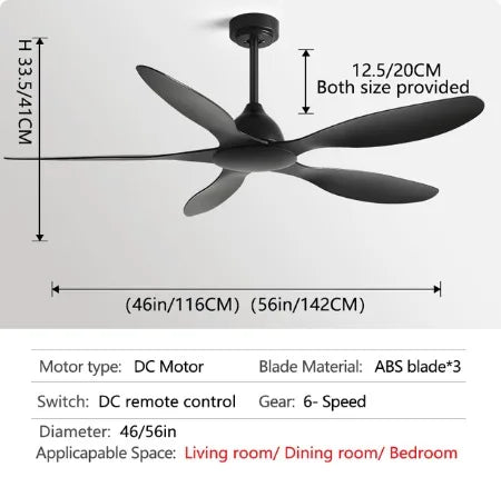 56-Inch Modern Energy Efficient DC Motor Ceiling Fan with Remote Control