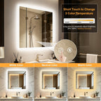 Touch Sensor Dimmable Square Aluminum Frame Anti Fog Waterproof LED Vanity Wall Mirror Bathroom – photo 7