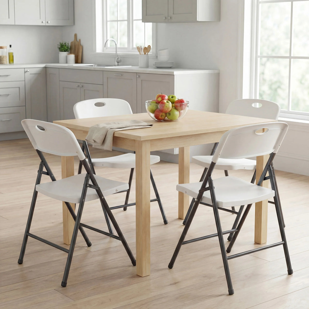 Stackable Foldable Heavy Duty Faux Leather Ergonomic Back Dining Chairs Set
