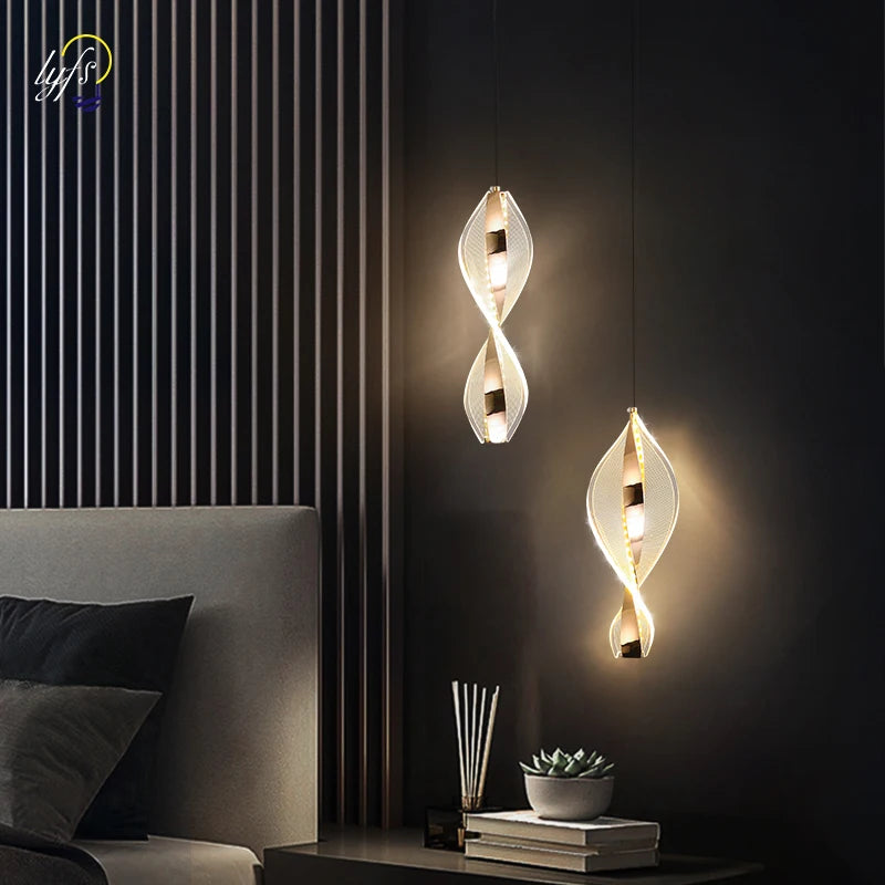 Nordic Acrylic Adjustable Color Temperature LED Pendant Light Bedroom Study