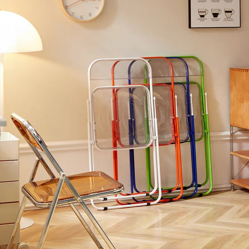 Foldable Transparent Acrylic Crystal Dining Chair Living Room Furniture