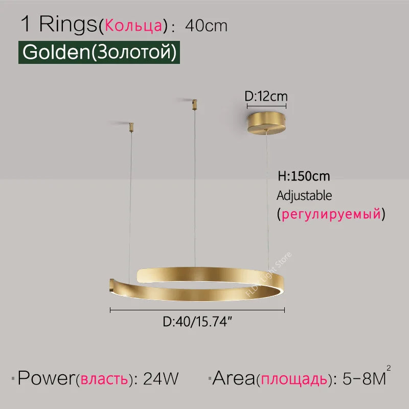 Dimmable Nordic Modern Round Ring LED Pendant Light Chandelier Living Room Bedroom – photo 18