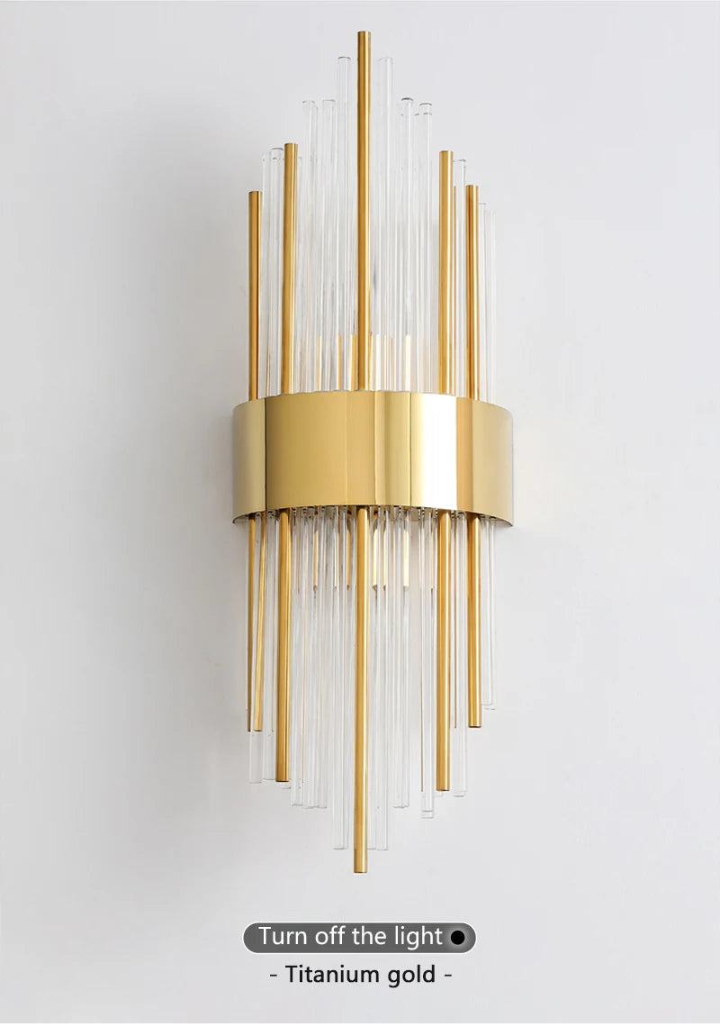 Nordic Luxury Crystal Stainless Steel Black Gold LED Wall Light – photo 10