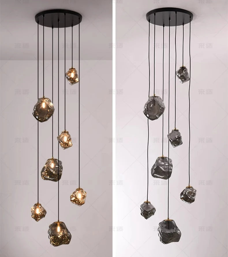Modern LED Multi Head Staircase Chandelier Pendant Light with Remote Control – photo 18