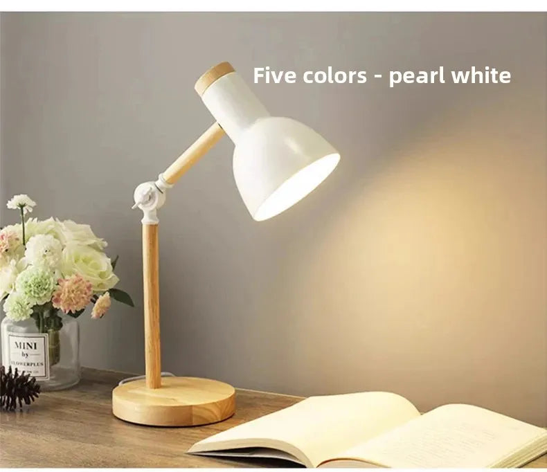 Adjustable Nordic Wooden LED Desk Lamp
