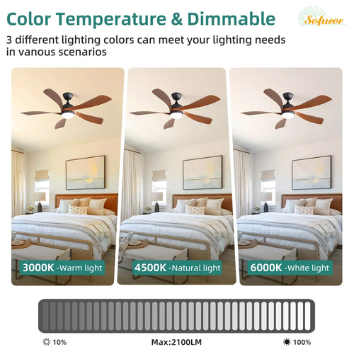 52-Inch Modern 5-Blade High Wind Speed DC Motor LED Ceiling Fan with Remote Control – photo 2