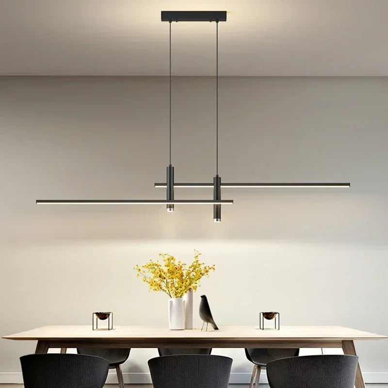 Modern Minimalist Black Gold LED Chandelier Pendant Light Stepless Dimming Remote Control – photo 2