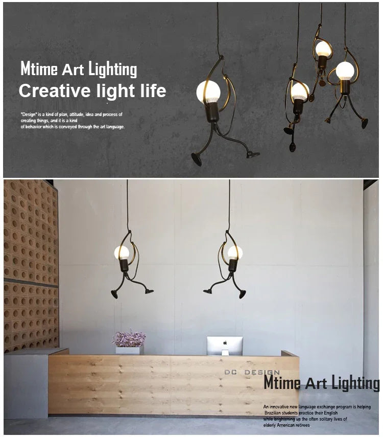 Vintage Iron Little Man LED E27 Pendant Light for Children Bedroom – photo 8