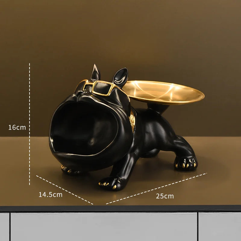 Resin Bulldog Statue with Storage Tray