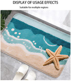 Coastal Absorbent Machine-Washable Bathroom Mat