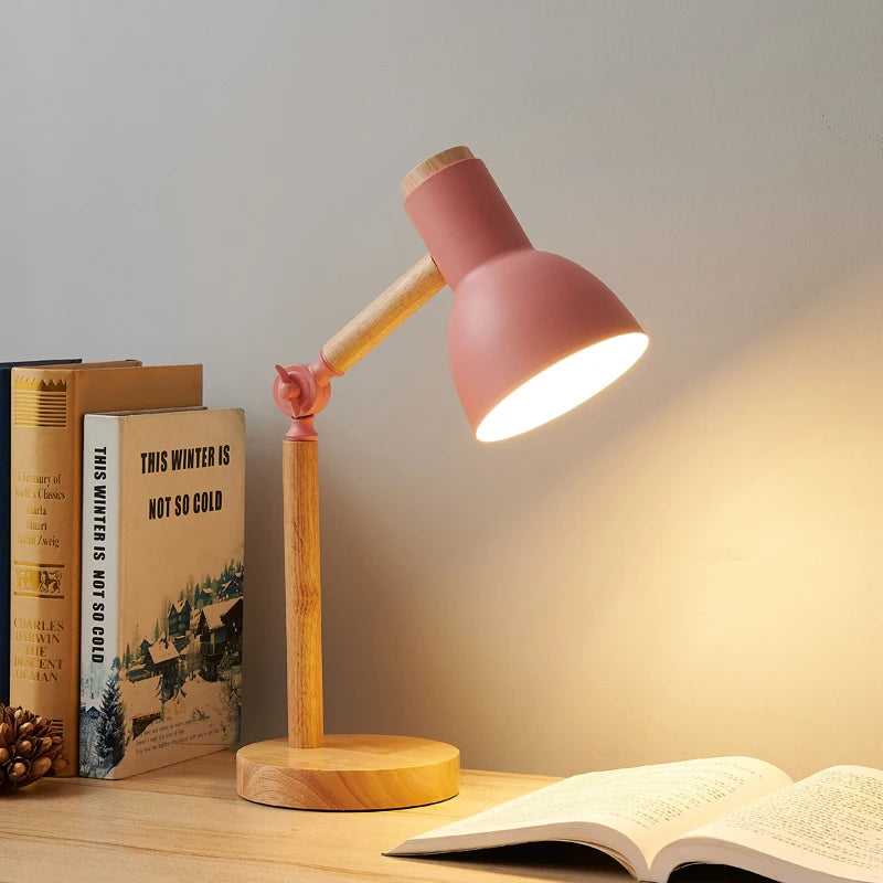 Adjustable Nordic Wooden LED Desk Lamp