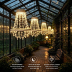 Solar Crystal Waterproof IP44 LED Hanging Chandelier Outdoor Patio Pergola Porch – photo 6
