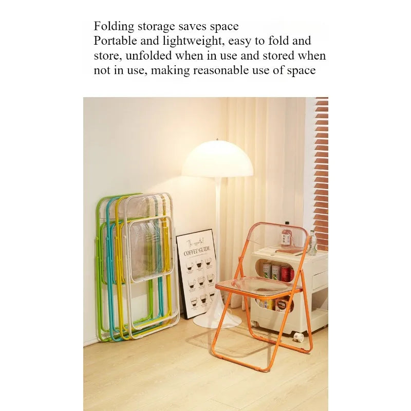 Foldable Transparent Acrylic Crystal Dining Chair Living Room Furniture