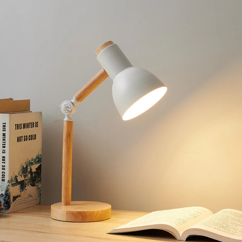 Adjustable Nordic Wooden LED Desk Lamp