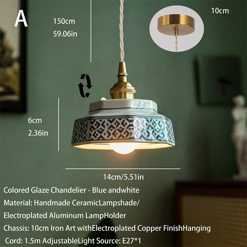 New Chinese Retro Ceramic Pendant Light Japanese Style Tea Room Guesthouse – photo 19