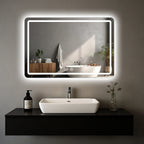 Dimmable Anti Fog Rectangle LED Wall Mounted Vanity Bathroom Mirror