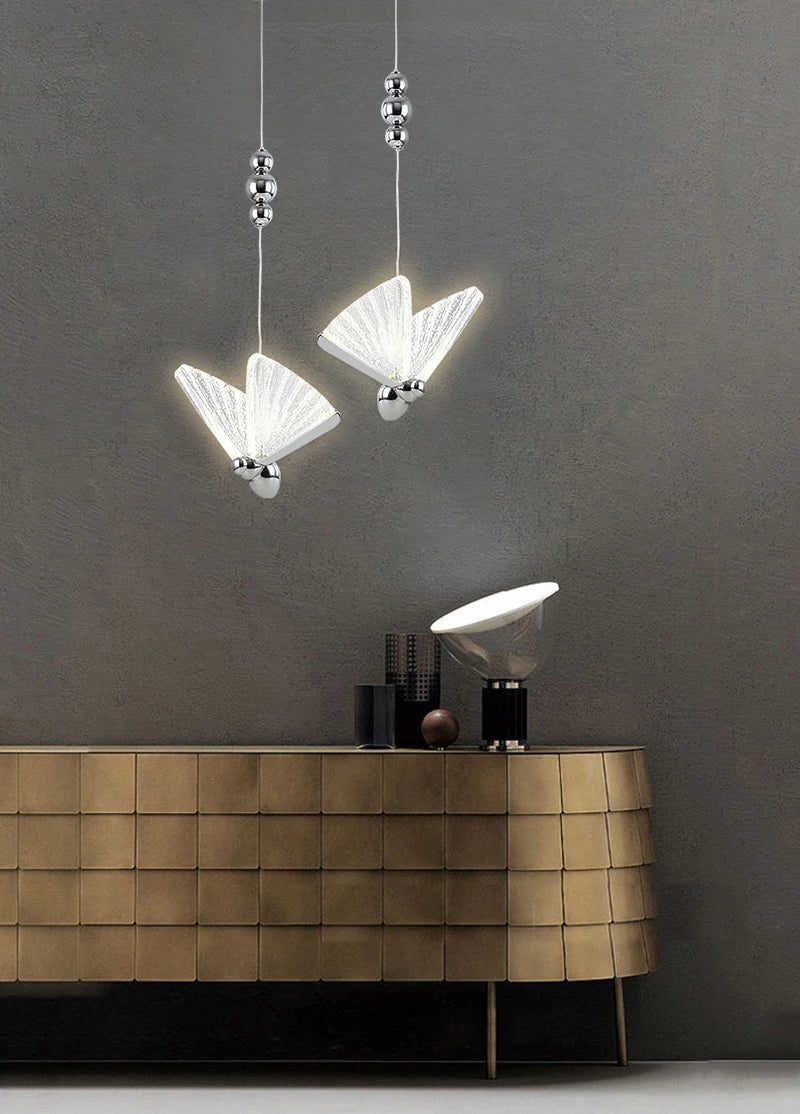 Nordic Butterfly LED Pendant Light Tricolor Golden Silver Hanging Lamp – photo 39