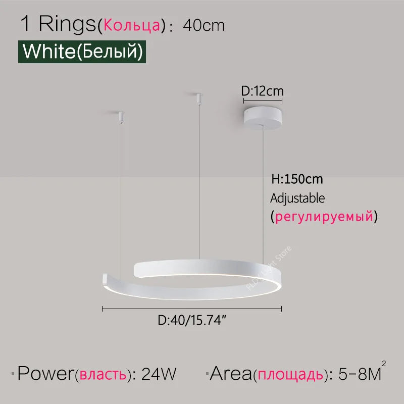 Dimmable Nordic Modern Round Ring LED Pendant Light Chandelier Living Room Bedroom – photo 16