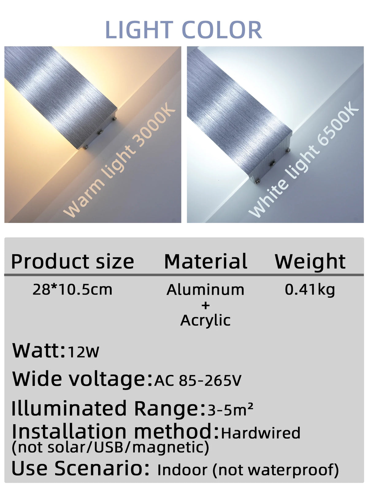 Modern Minimalist Aluminum Acrylic 12W LED Hardwire Wall Light – photo 8